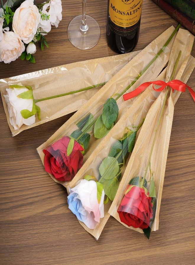 mifengda 50 Brown Kraft Paper Flower Wrapping Bags - Single Floral Sleeves for Mother's Day, Wedding, Valentine's Gifts (5x15.75in) - Image 5